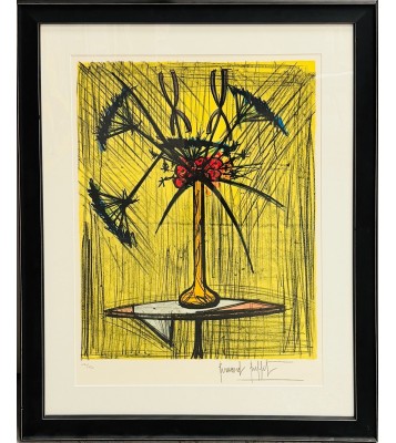 BUFFET Bernard Bouquet of Umbels and Irises Color Lithograph Signed Certificate