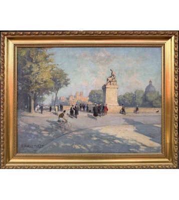 HERVE-MATHE Jules Alfred Peinture Française Paris le pont du Carrousel Huile sur toile signée Certificat