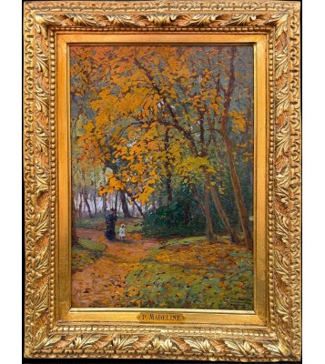 MADELINE Paul Peinture Française Crozant Promenade en automne Huile carton signée Certificat