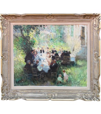 HERVE Jules Tableau Impressionniste XXè Le repas de mariage Huile sur toile Signée Certificat