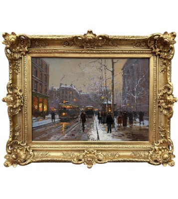 Edouard Cortes Paris Place La Madeleine Snowy Evening Oil On Canvas Signed Certificate