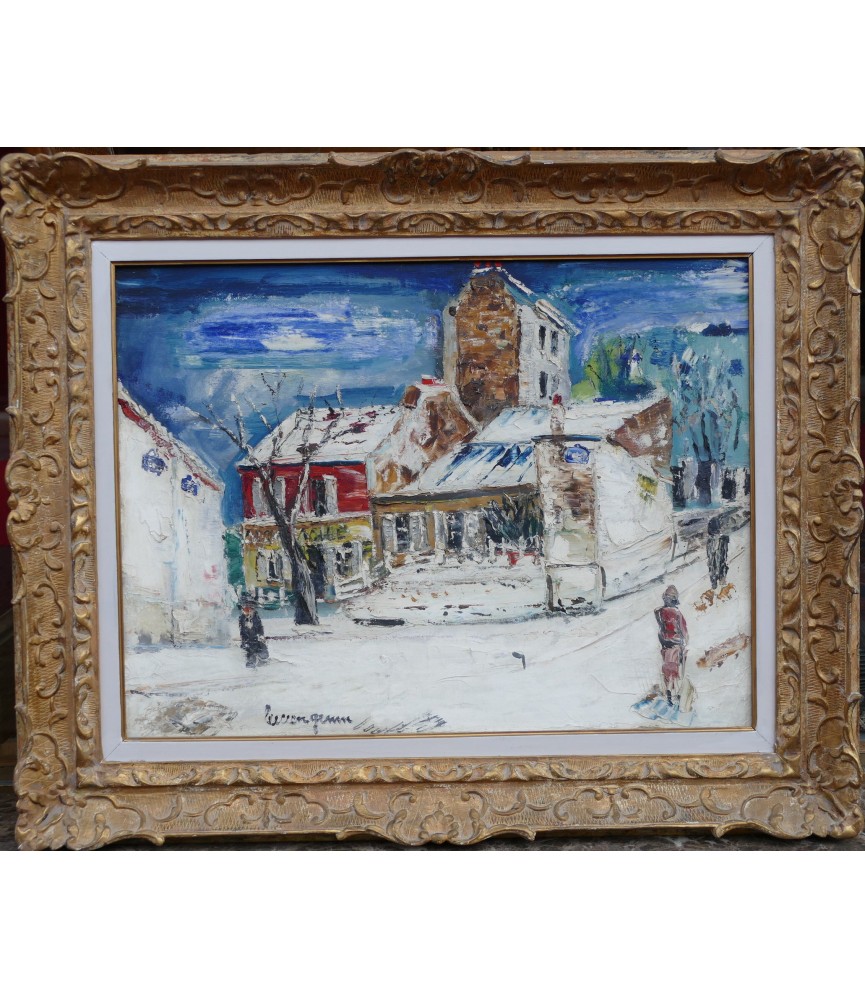 Lucien Génin – Le Lapin Agile à Montmartre, huile sur toile