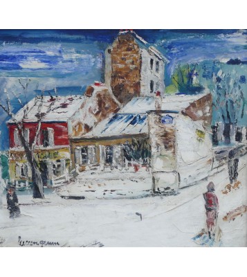 Lucien Génin – Le Lapin Agile à Montmartre, huile sur toile