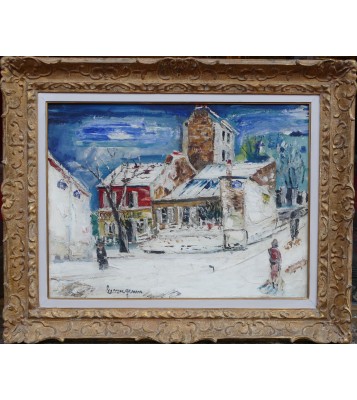 Lucien Génin – Le Lapin Agile à Montmartre, huile sur toile